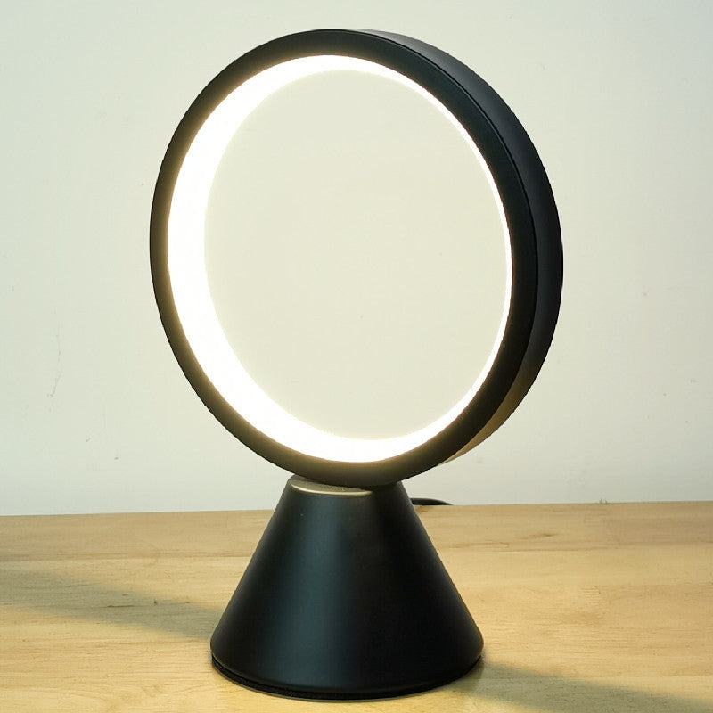 Modern Minimalist Round Aluminum PVC USB LED Table Lamp For Bedroom