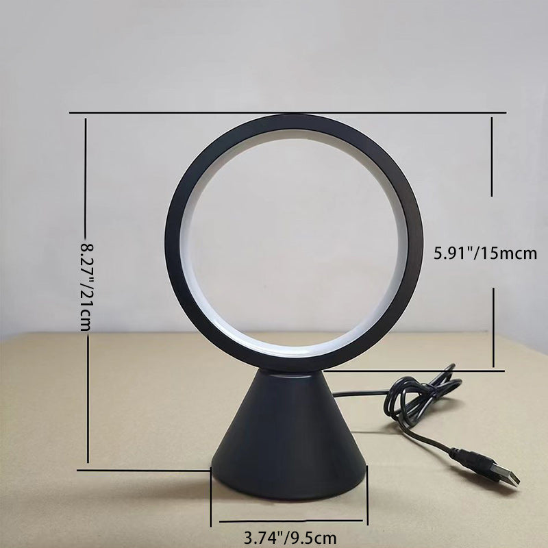 Modern Minimalist Round Aluminum PVC USB LED Table Lamp For Bedroom