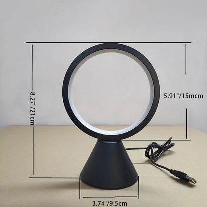 Modern Minimalist Round Aluminum PVC USB LED Table Lamp For Bedroom