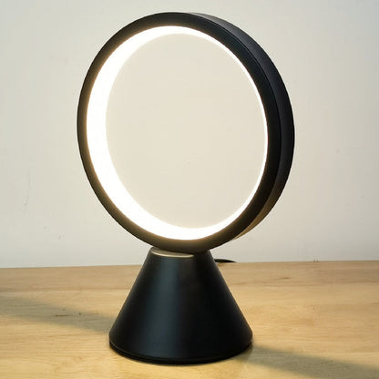 Modern Minimalist Round Aluminum PVC USB LED Table Lamp For Bedroom