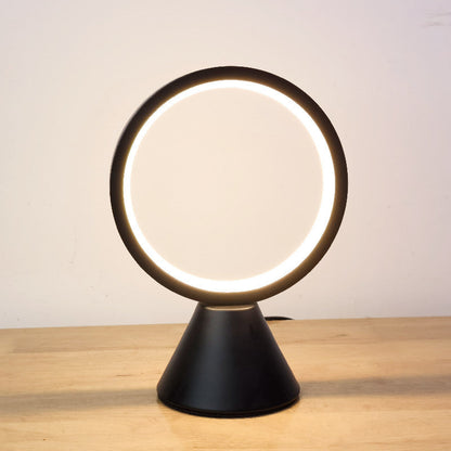 Modern Minimalist Round Aluminum PVC USB LED Table Lamp For Bedroom