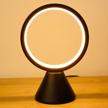 Modern Minimalist Round Aluminum PVC USB LED Table Lamp For Bedroom
