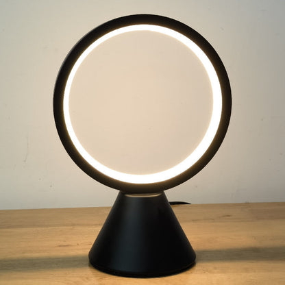 Modern Minimalist Round Aluminum PVC USB LED Table Lamp For Bedroom