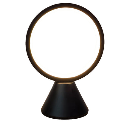 Modern Minimalist Round Aluminum PVC USB LED Table Lamp For Bedroom