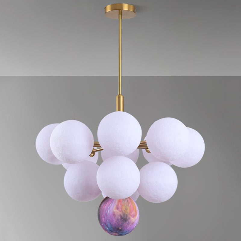 Contemporary Nordic Adjustable Moon Bubble Iron PLA 5/13-Lights Chandelier For Dining Room