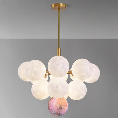 Contemporary Nordic Adjustable Moon Bubble Iron PLA 5/13-Lights Chandelier For Dining Room