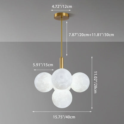 Contemporary Nordic Adjustable Moon Bubble Iron PLA 5/13-Lights Chandelier For Dining Room