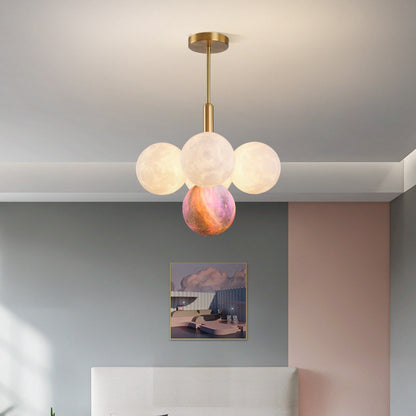 Contemporary Nordic Adjustable Moon Bubble Iron PLA 5/13-Lights Chandelier For Dining Room
