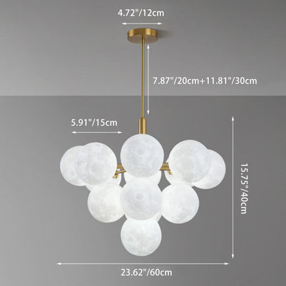 Contemporary Nordic Adjustable Moon Bubble Iron PLA 5/13-Lights Chandelier For Dining Room