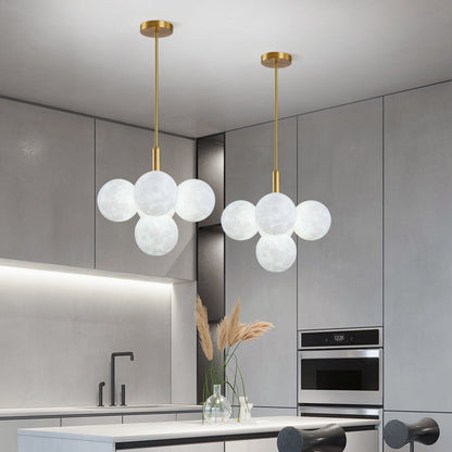 Contemporary Nordic Adjustable Moon Bubble Iron PLA 5/13-Lights Chandelier For Dining Room