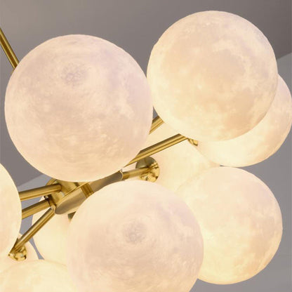 Contemporary Nordic Adjustable Moon Bubble Iron PLA 5/13-Lights Chandelier For Dining Room