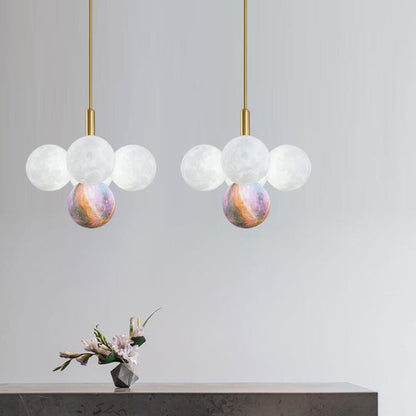 Contemporary Nordic Adjustable Moon Bubble Iron PLA 5/13-Lights Chandelier For Dining Room