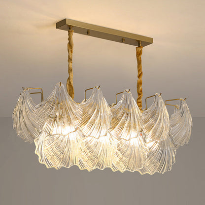 Modern Luxury Ribbed Shell Glass Hardware 4/8/9/12-Light Chandelier For Living Room
