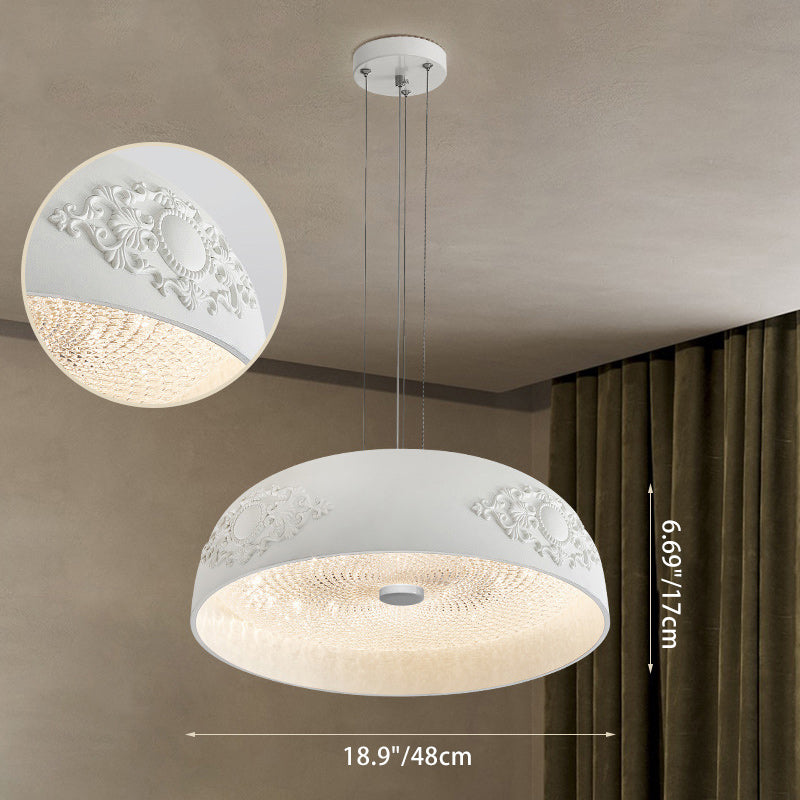 مصباح LED معلق على شكل وعاء دائري فرنسي تقليدي مصنوع من الراتنج والأكريليك لغرفة المعيشة