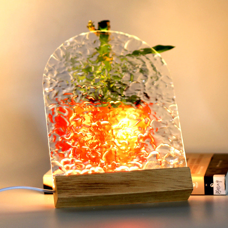 Modern Minimalist Water Ripple Wood Acrylic USB LED Table Lamp For Bedroom