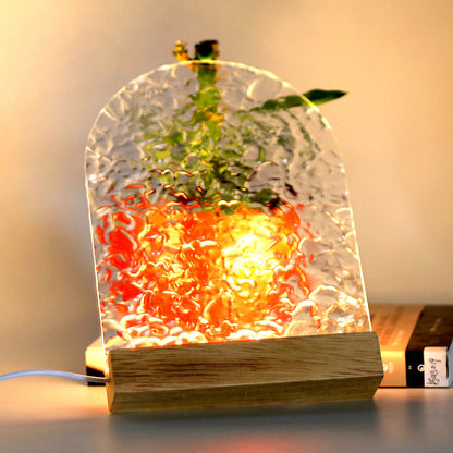 Modern Minimalist Water Ripple Wood Acrylic USB LED Table Lamp For Bedroom