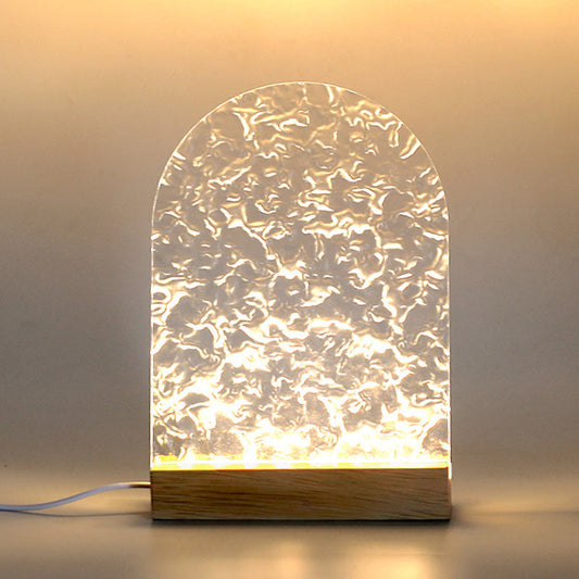 Modern Minimalist Water Ripple Wood Acrylic USB LED Table Lamp For Bedroom