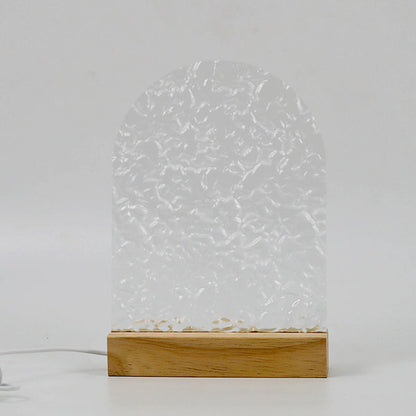 Modern Minimalist Water Ripple Wood Acrylic USB LED Table Lamp For Bedroom