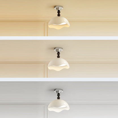 Contemporary Nordic Eggshell Aluminum Iron Acrylic LED Semi-Flush Mount Ceiling Light For Bedroom