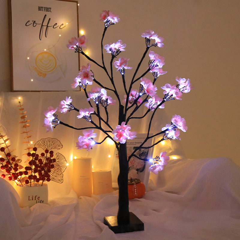 Modern Art Deco Simulation Flower Tree Shape LED Table Lamp For Bedroom