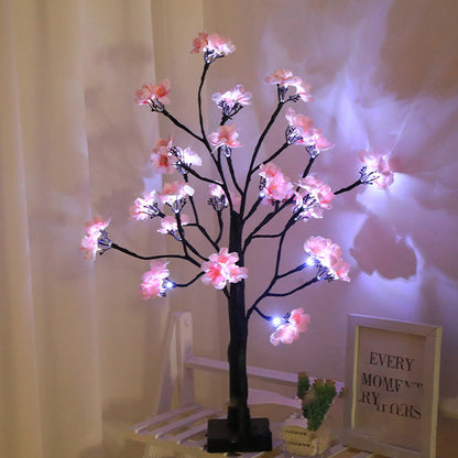 Modern Art Deco Simulation Flower Tree Shape LED Table Lamp For Bedroom