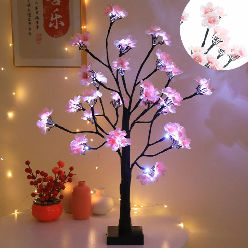 Modern Art Deco Simulation Flower Tree Shape LED Table Lamp For Bedroom