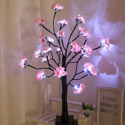 Modern Art Deco Simulation Flower Tree Shape LED Table Lamp For Bedroom