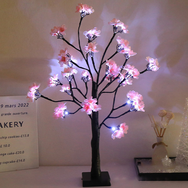 Modern Art Deco Simulation Flower Tree Shape LED Table Lamp For Bedroom