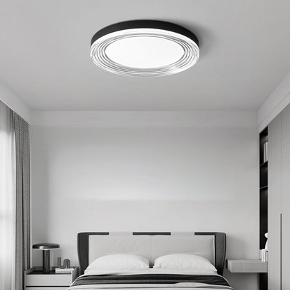 Modern Minimalist Round Water Pattern Aluminum Acrylic LED Flush Mount Ceiling Light For Bedroom