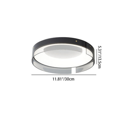Modern Minimalist Stripe Round Iron Copper Glass Acrylic LED Flush Mount Ceiling Light For Living Room