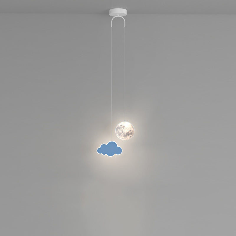 Contemporary Creative Cartoon Acrylic Airplane Cloud Moon Shade LED Kids Chandelier For Bedroom