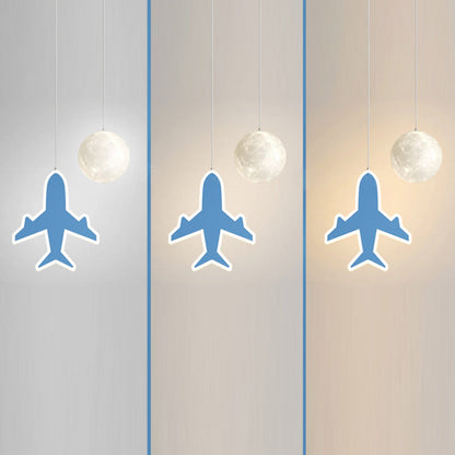 Contemporary Creative Cartoon Acrylic Airplane Cloud Moon Shade LED Kids Chandelier For Bedroom