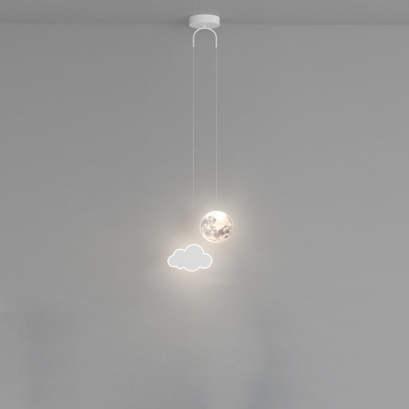 Contemporary Creative Cartoon Acrylic Airplane Cloud Moon Shade LED Kids Chandelier For Bedroom