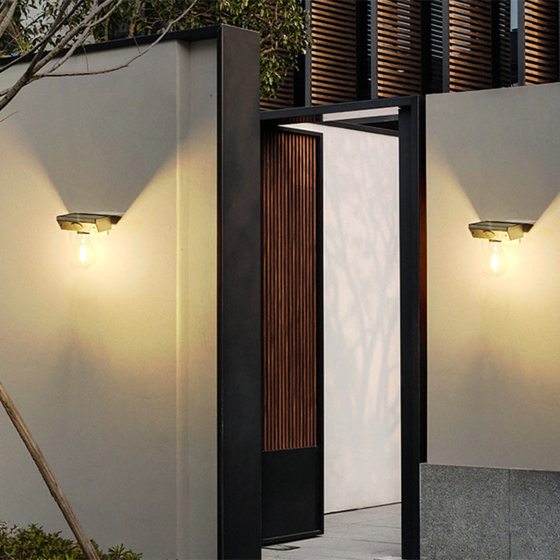 مصباح حائط LED بتصميم عصري بسيط مزود بمستشعر جسم الإنسان ومقاوم للماء مصنوع من مادة التنجستن ABS للاستخدام الخارجي 