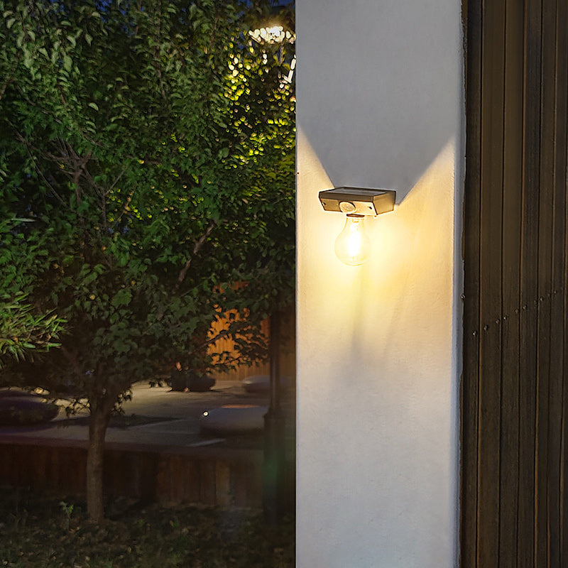 مصباح حائط LED بتصميم عصري بسيط مزود بمستشعر جسم الإنسان ومقاوم للماء مصنوع من مادة التنجستن ABS للاستخدام الخارجي 