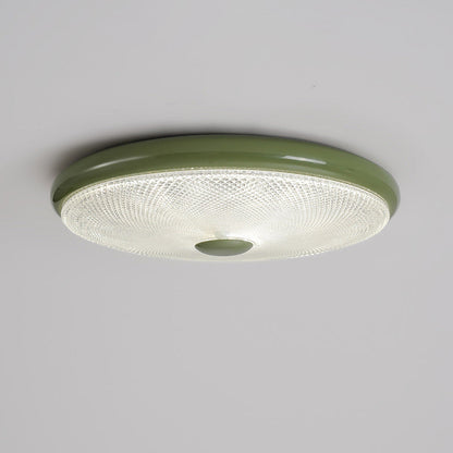 Modern Minimalist Cream Round Glass Crystal Iron LED Flush Mount Ceiling Light For Bedroom