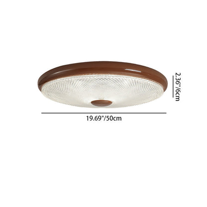 Modern Minimalist Cream Round Glass Crystal Iron LED Flush Mount Ceiling Light For Bedroom