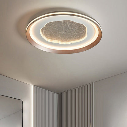 Modern Minimalist Round Lotus Leaf Iron Aluminum Acrylic LED Flush Mount Ceiling Light For Living Room