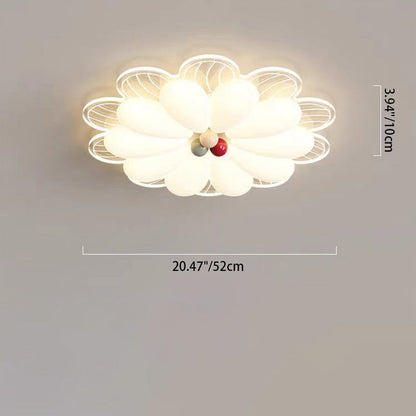 Contemporary Creative Flower Iron PE LED Flush Mount Ceiling Light For Bedroom