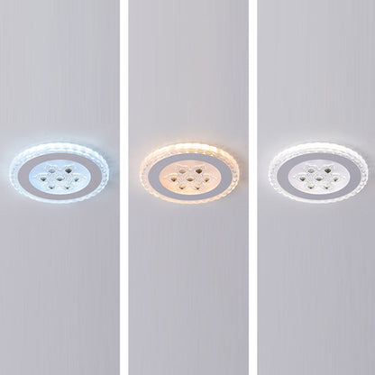 Contemporary Creative Square Round Flower Iron Resin LED Flush Mount Ceiling Light For Bedroom