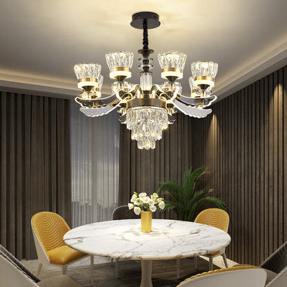 Modern Luxury Candle Crystal Stainless Steel Acrylic LED Chandelier For Living Room