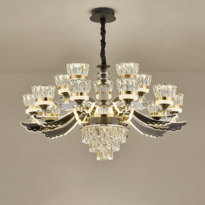 Modern Luxury Candle Crystal Stainless Steel Acrylic LED Chandelier For Living Room