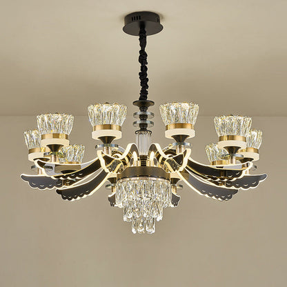 Modern Luxury Candle Crystal Stainless Steel Acrylic LED Chandelier For Living Room