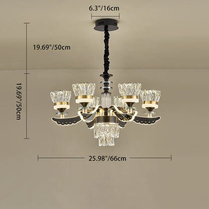 Modern Luxury Candle Crystal Stainless Steel Acrylic LED Chandelier For Living Room