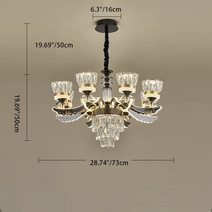 Modern Luxury Candle Crystal Stainless Steel Acrylic LED Chandelier For Living Room