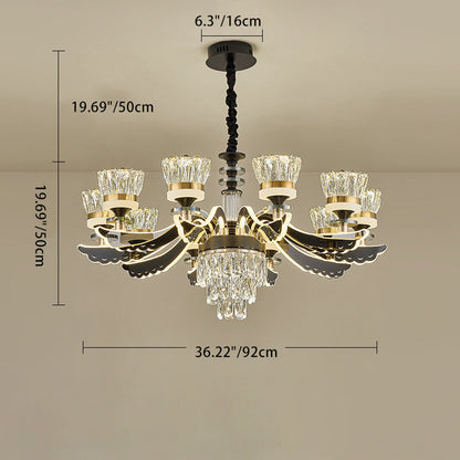 Modern Luxury Candle Crystal Stainless Steel Acrylic LED Chandelier For Living Room