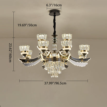 Modern Luxury Candle Crystal Stainless Steel Acrylic LED Chandelier For Living Room