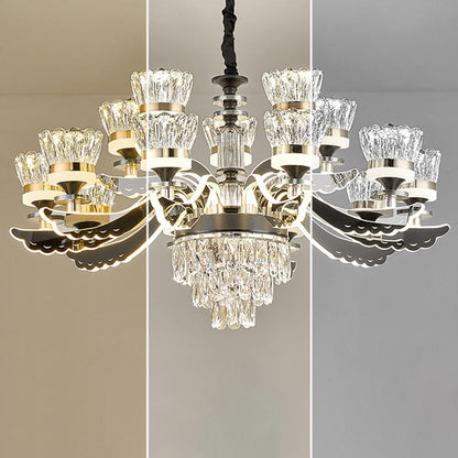 Modern Luxury Candle Crystal Stainless Steel Acrylic LED Chandelier For Living Room