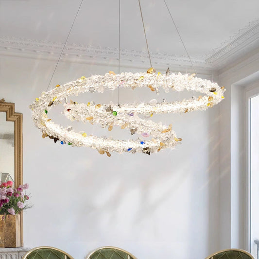 Modern Luxury Round Crystal Ring Shape Hardware LED Chandelier For Living Room