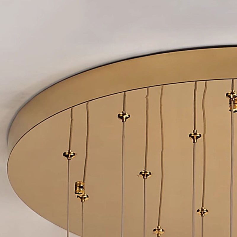 Modern Luxury Spiral Staircase Hanging Long Round Crystal Stainless Steel Loft LED Chandelier For Living Room